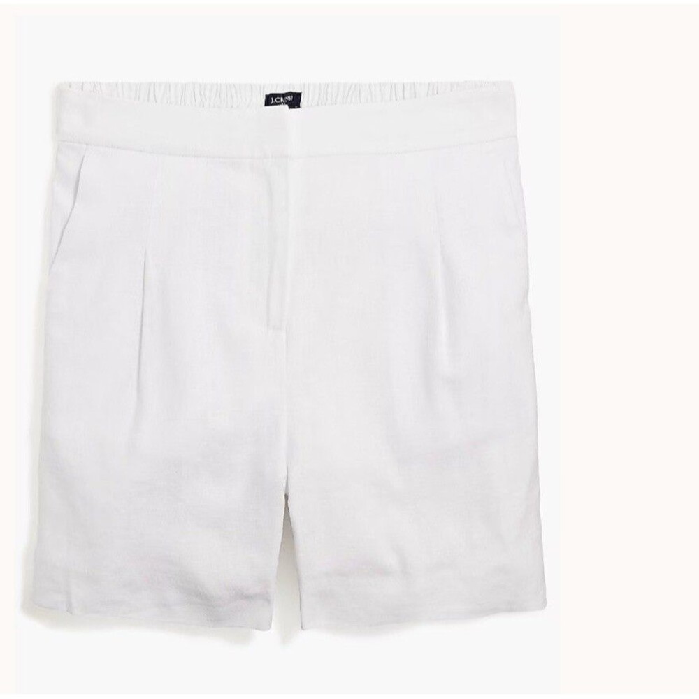 J Crew Factory Women's Linen Blend Pleated Elastic Waist Shorts Size 16
